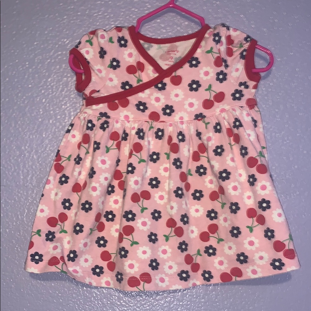 Carter’s Super-Cute 9 Months Cherry And Floral Baby Dress Pink Red